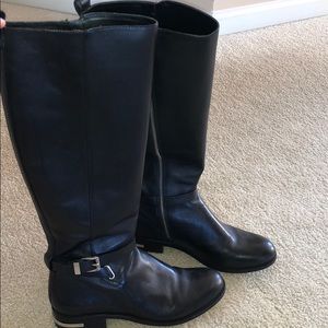 High length black leather Michael Kors boots